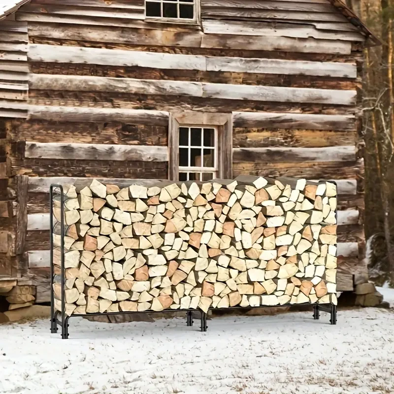 Heavy-Duty Metal Firewood Rack – Wrought Iron Log Holder for Fireplace