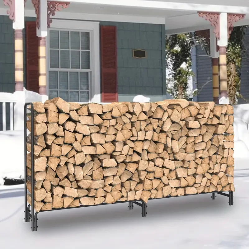 Heavy-Duty Metal Firewood Rack – Wrought Iron Log Holder for Fireplace