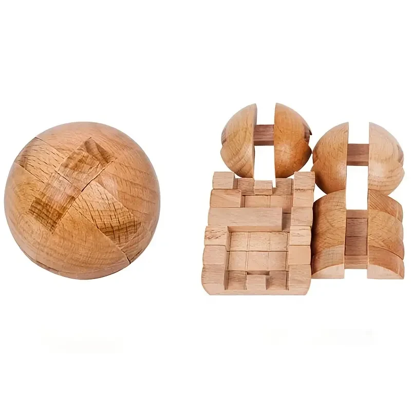 Wooden Magic Ball Puzzle – Brain Teaser Toy & Intelligence Game