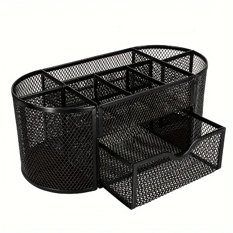 Pen Holder Mesh Desk Tidy – Desktop Stationery Organizer with Drawer