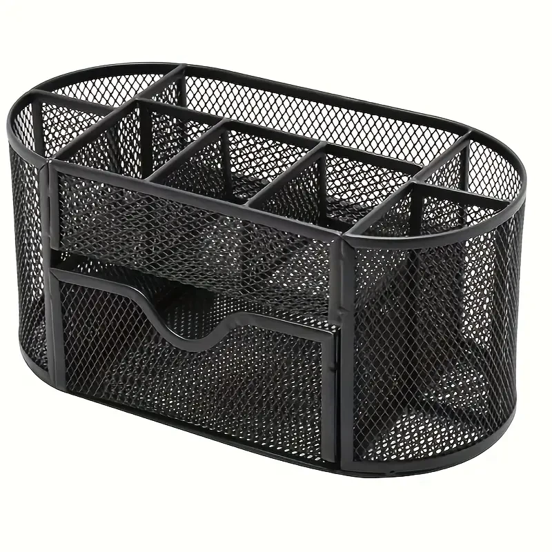 Pen Holder Mesh Desk Tidy – Desktop Stationery Organizer with Drawer