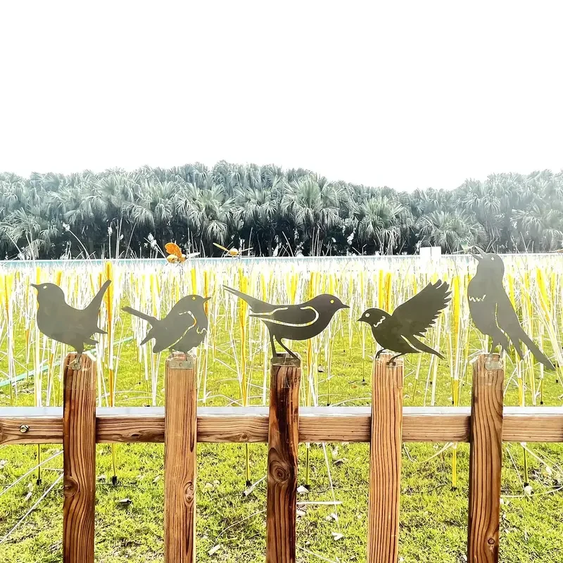 5pcs Rusty Metal Birds Set – Outdoor Garden & Yard Decor