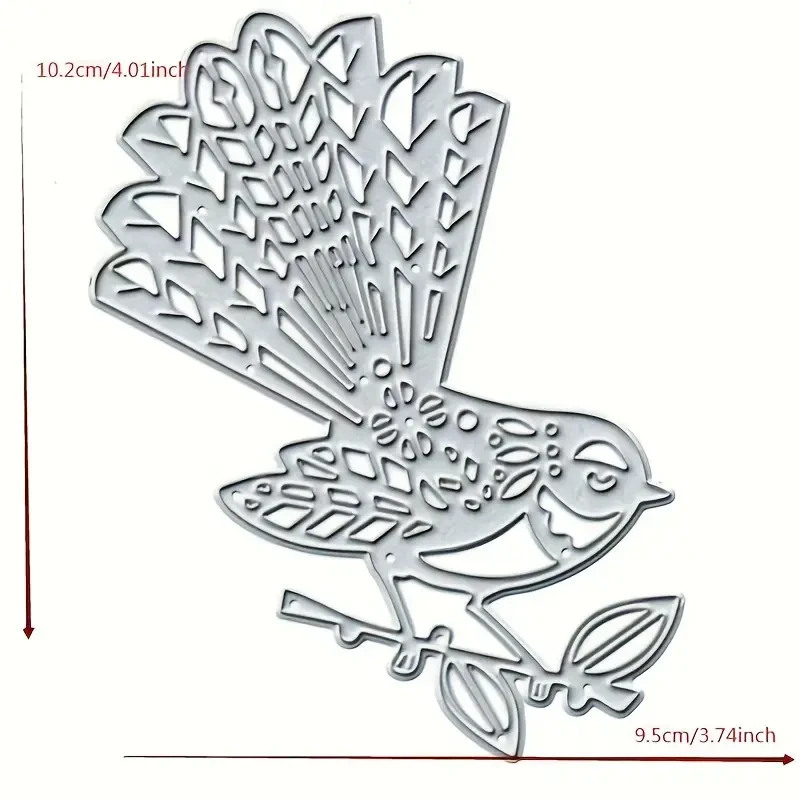 Silvery Carbon Steel Bird & Floral Cutting Dies – 10.16x9.4cm Embossing Stencil Set