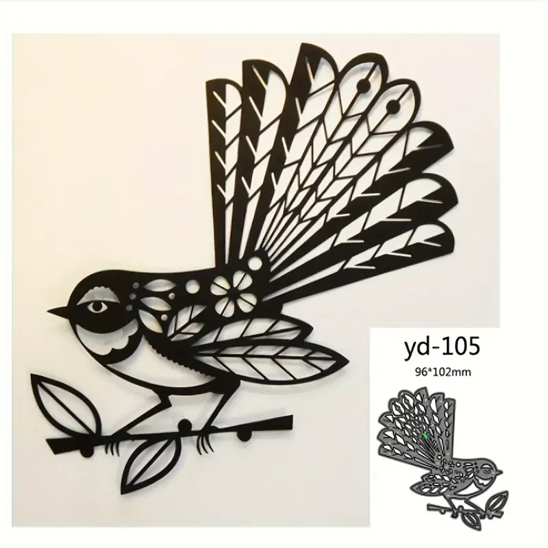 Silvery Carbon Steel Bird & Floral Cutting Dies – 10.16x9.4cm Embossing Stencil Set