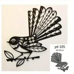 Silvery Carbon Steel Bird & Floral Cutting Dies – 10.16x9.4cm Embossing Stencil Set