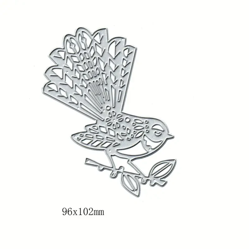 Silvery Carbon Steel Bird & Floral Cutting Dies – 10.16x9.4cm Embossing Stencil Set