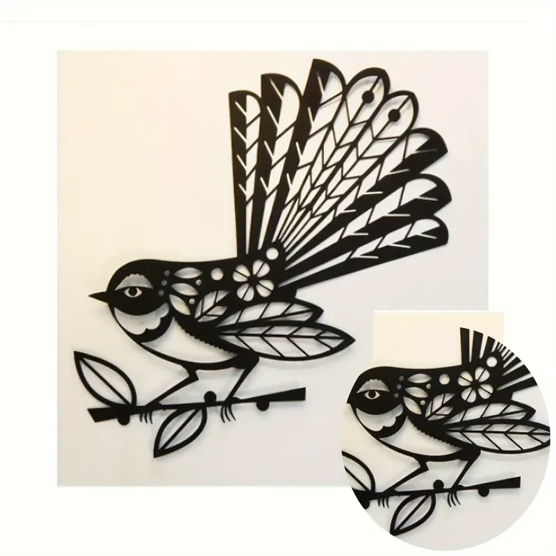 Silvery Carbon Steel Bird & Floral Cutting Dies – 10.16x9.4cm Embossing Stencil Set