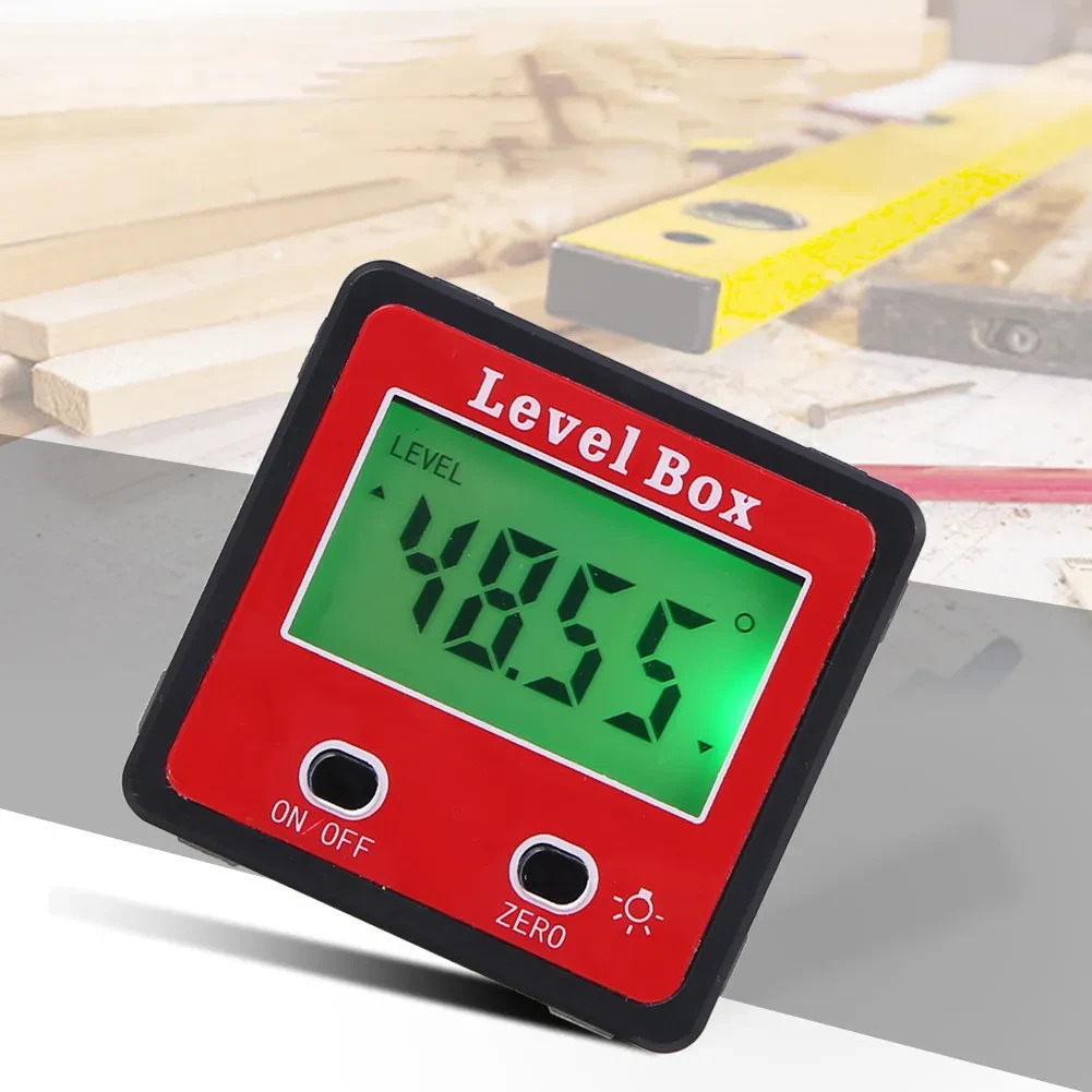 Red Precision Digital Double Key Inclinometer Mini Protractor Goniometer