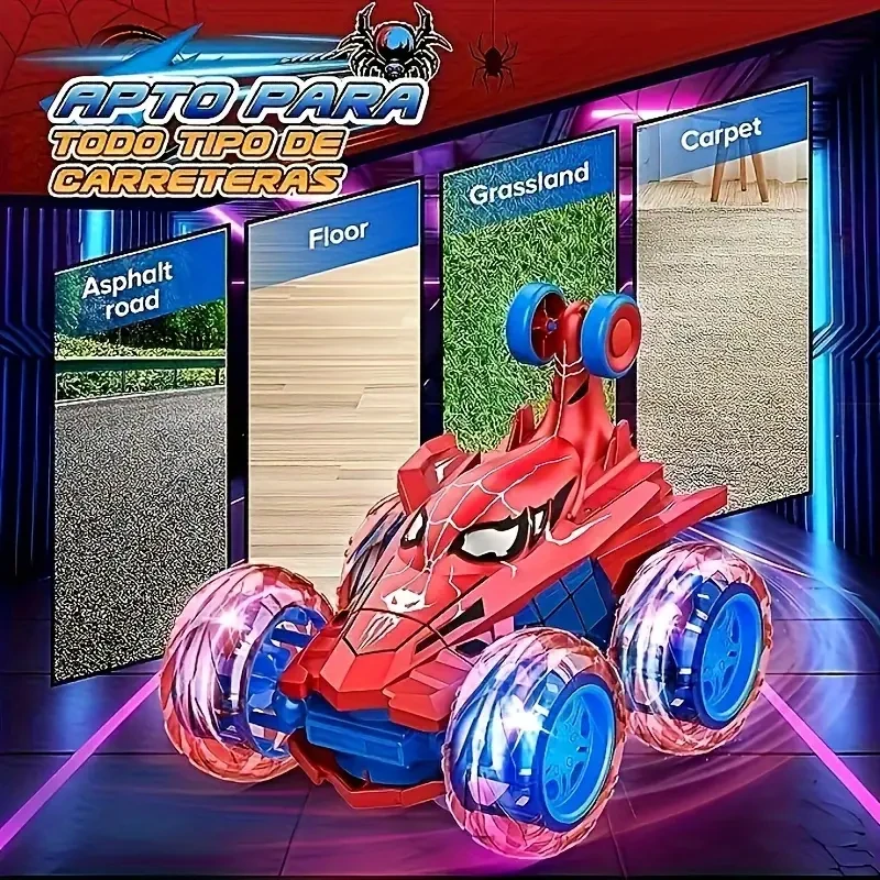 Remote Control Stunt Car Toy with LED Wheels - 360° Rotating Off-Road Vehicle - 2.4GHz Wireless Radio Controlled Racing Car for Kids Aged 3-6 - Battery Operated Birthday & Holiday Gift