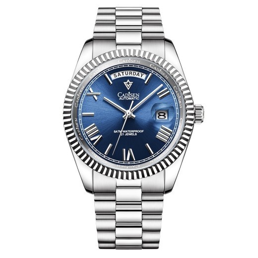 Stainless Steel Shell Automatic Mechanical Men's Sapphire Calendar Watch