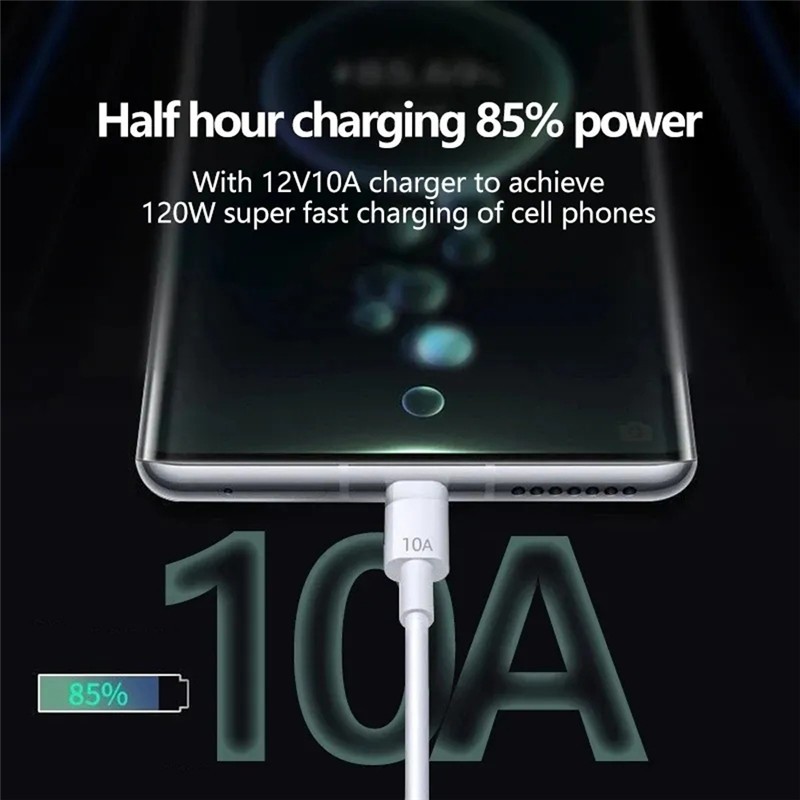 120W 10A Type-C Quick Charging Cable - Super Fast Charge Data Cord