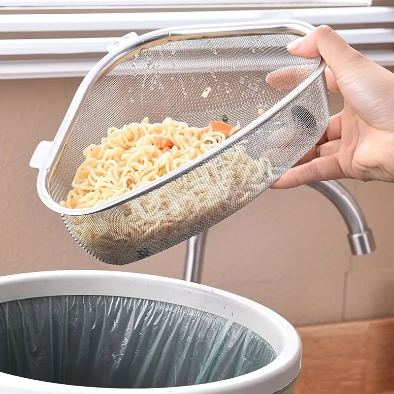 201 Stainless Steel Triangle Corner Sink Strainer – Multipurpose Kitchen Mesh Basket