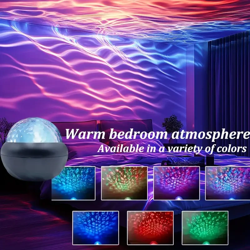 Black LED Water Ripple Projector – Multi-Color USB Crystal Ball Night Light