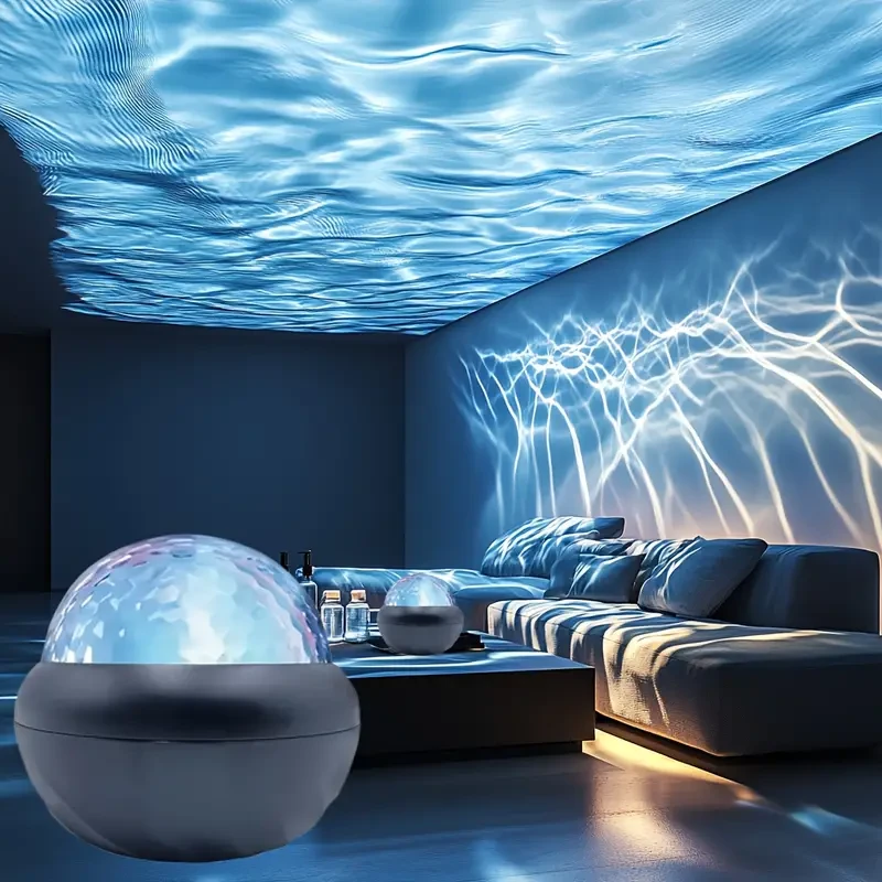 Black LED Water Ripple Projector – Multi-Color USB Crystal Ball Night Light