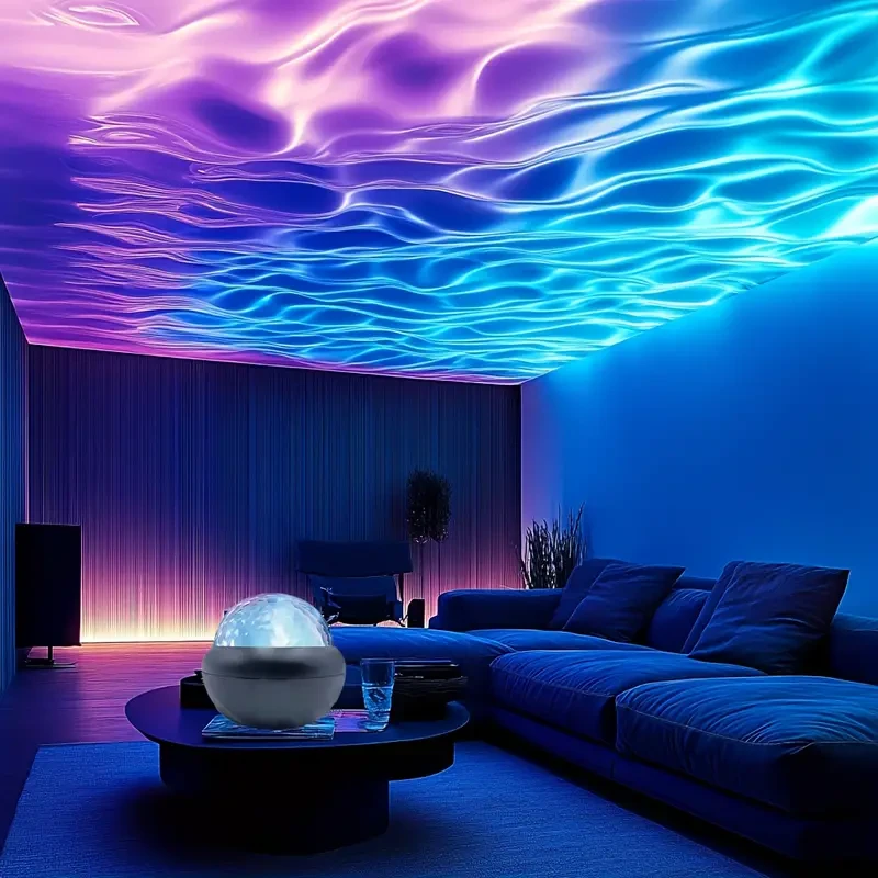 Black LED Water Ripple Projector – Multi-Color USB Crystal Ball Night Light