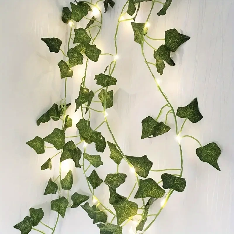 5.0m Artificial Ivy Leaf Plants with LED String Lights – Green Vine Garland
