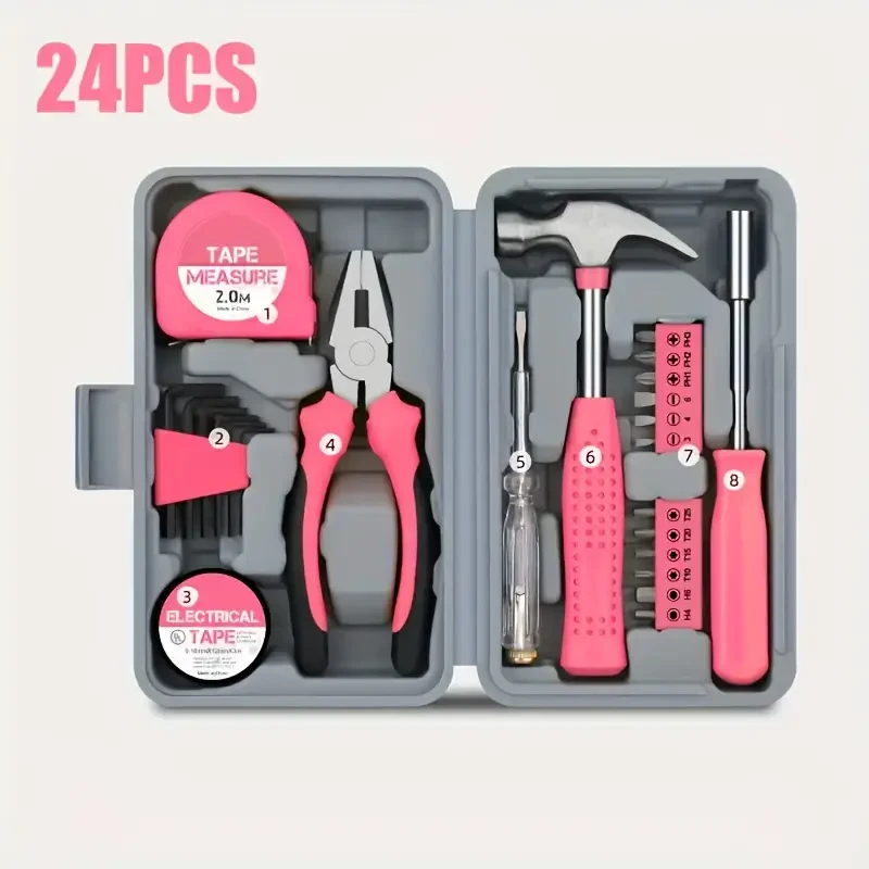 24-Piece Essential Household Hand Tool Kit – DIY & Repair Set with Storage Case