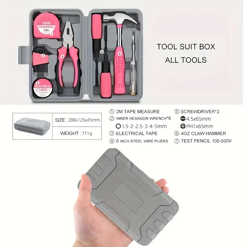 24-Piece Essential Household Hand Tool Kit – DIY & Repair Set with Storage Case