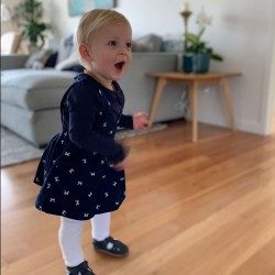 Dress Pinafore Navy Bow