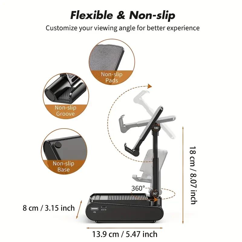 Portable Phone Stand Speaker – Wireless Sound & Non-Slip Base