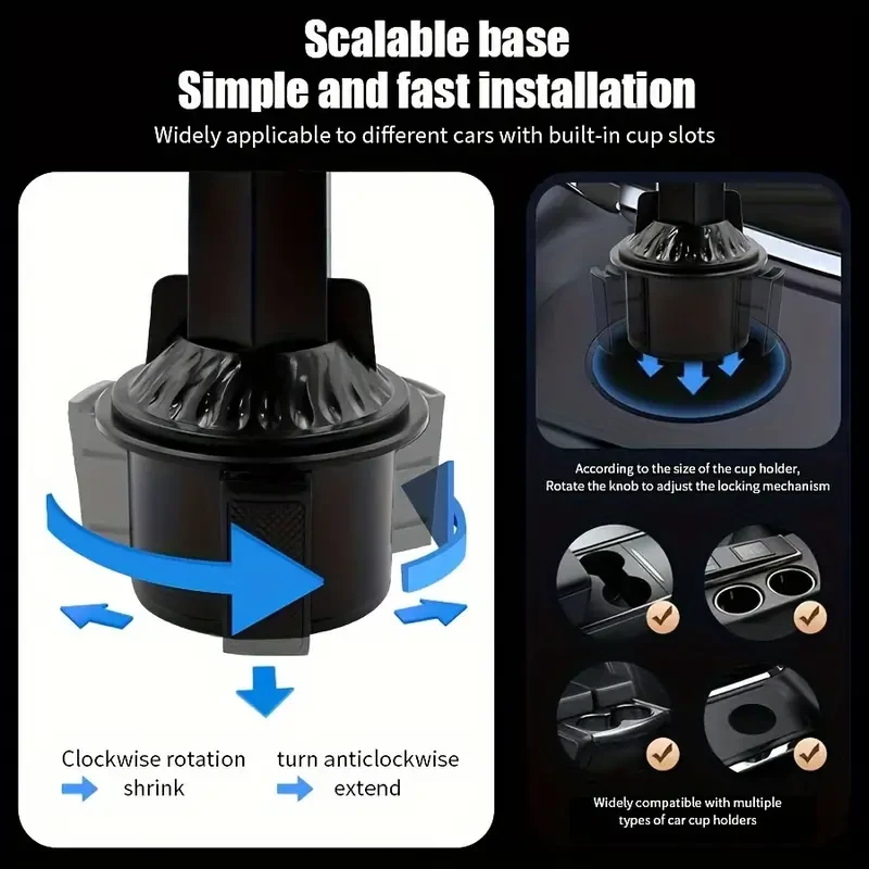 360° Rotatable Car Cup Holder – Expandable Snack Tray