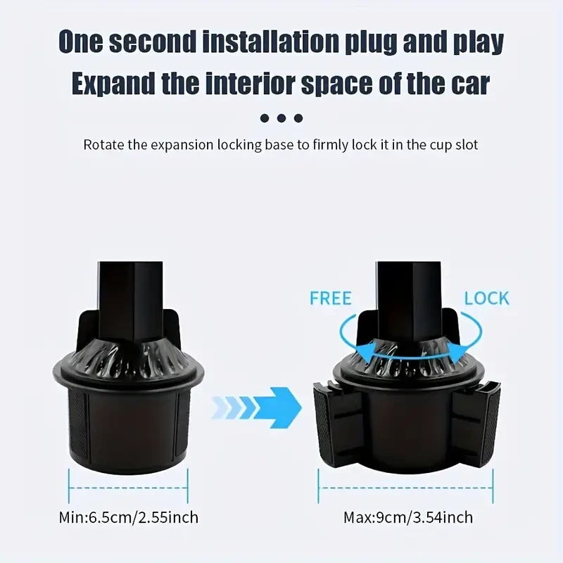 360° Rotatable Car Cup Holder – Expandable Snack Tray