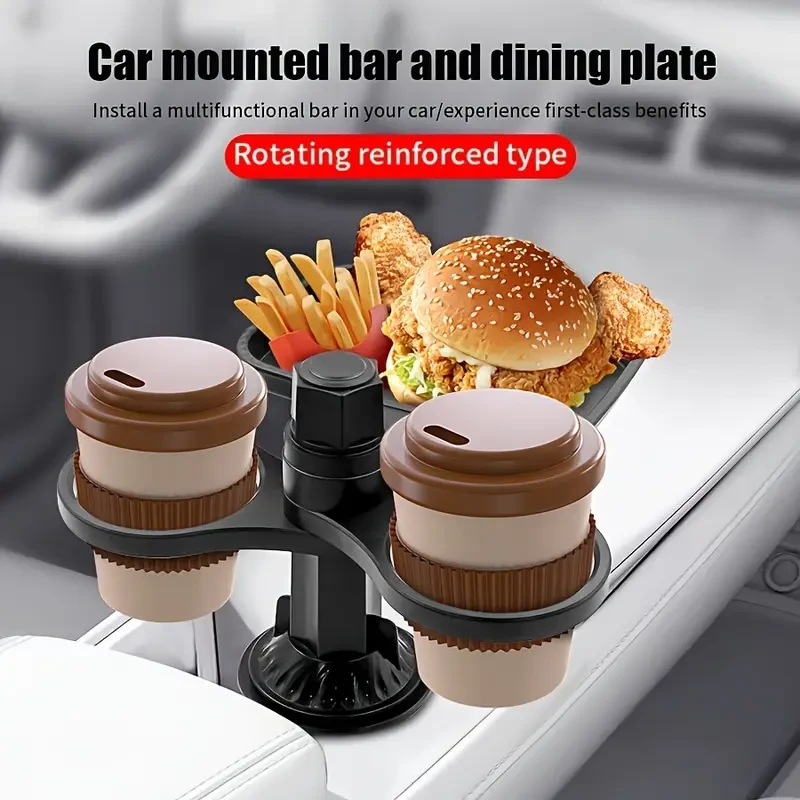 360° Rotatable Car Cup Holder – Expandable Snack Tray