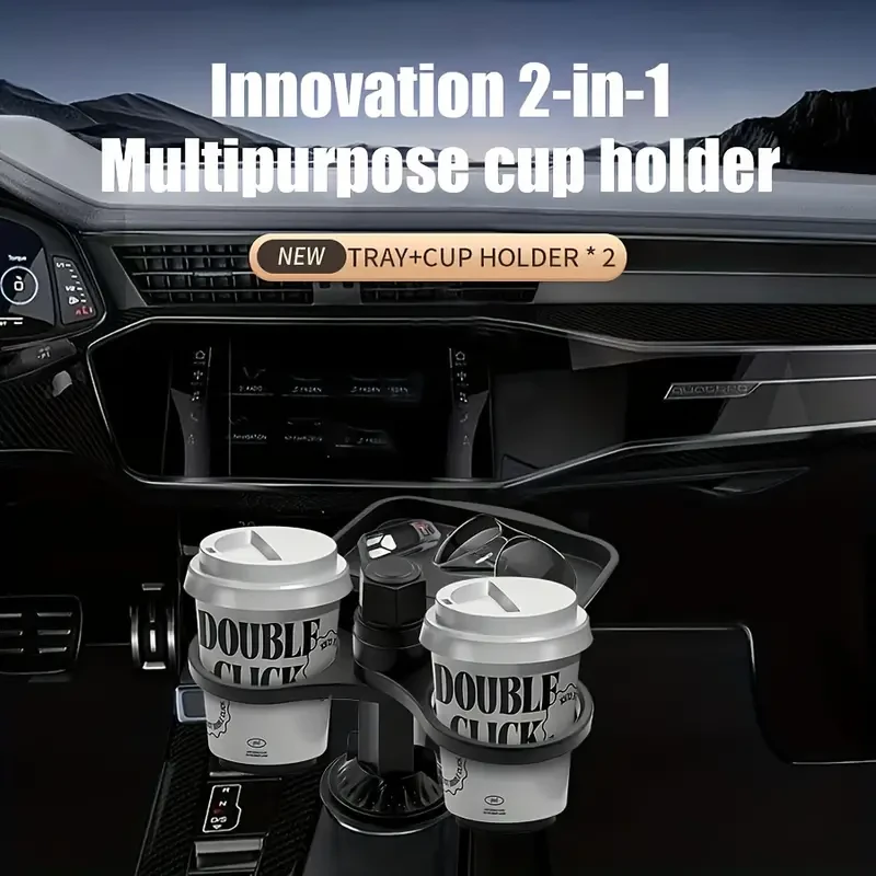 360° Rotatable Car Cup Holder – Expandable Snack Tray