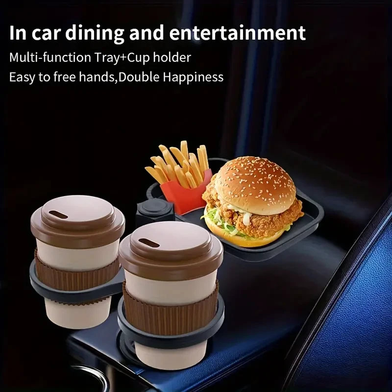 360° Rotatable Car Cup Holder – Expandable Snack Tray