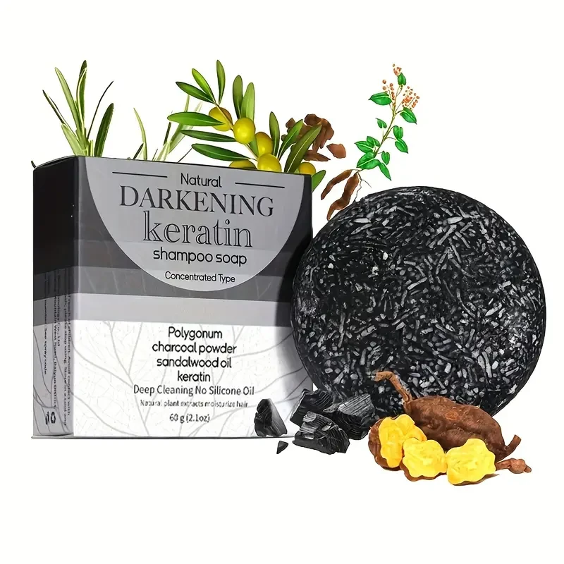 60g Darkening Shampoo Soap Bar – Enriched with Polygonum & Charcoal