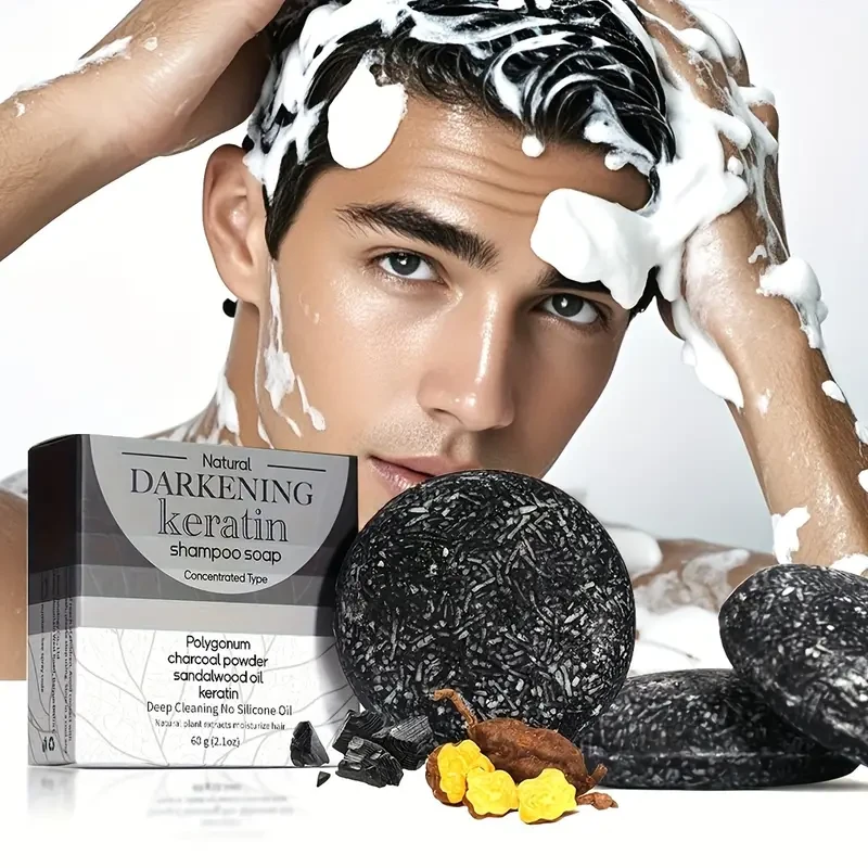 60g Darkening Shampoo Soap Bar – Enriched with Polygonum & Charcoal