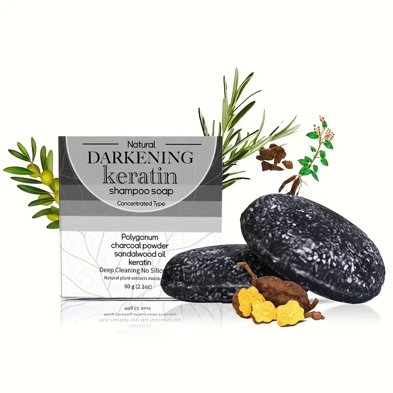 60g Darkening Shampoo Soap Bar – Enriched with Polygonum & Charcoal