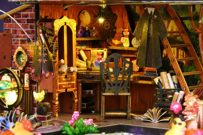 DIY Magic Cottage Kit - Illuminated 3D Wooden Puzzle Model With LED Lights And Detailed Furniture For Creative Adults And Teens - Perfect For Home Decor And Gifts Halloween, Christmas Gift