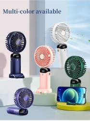 USB Rechargeable Mini Portable Handheld Electric Fan Foldable Neck Hanging Outdoor Fan Adjustable 5 Speed Powerful Air Cooler