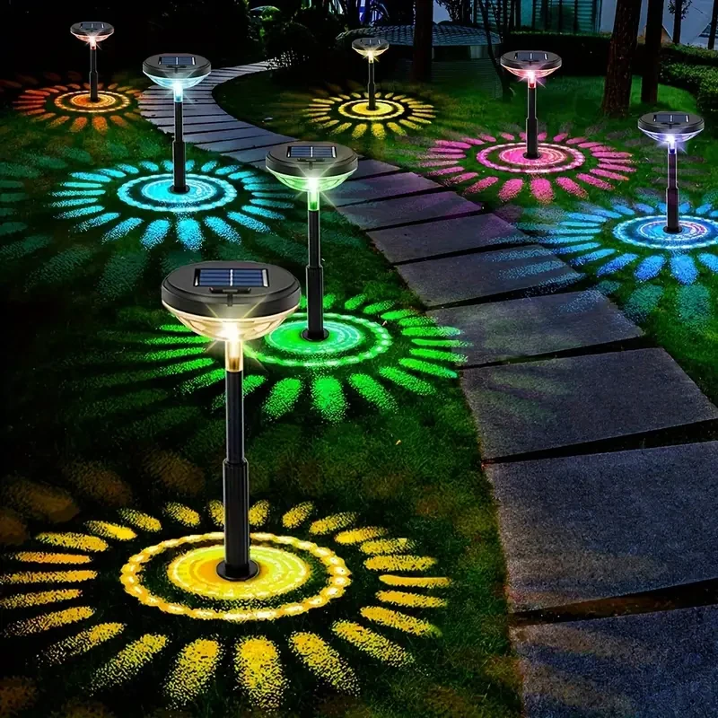 6pcs Solar Lawn Lights – Warm & Color Decorative Pathway Lights