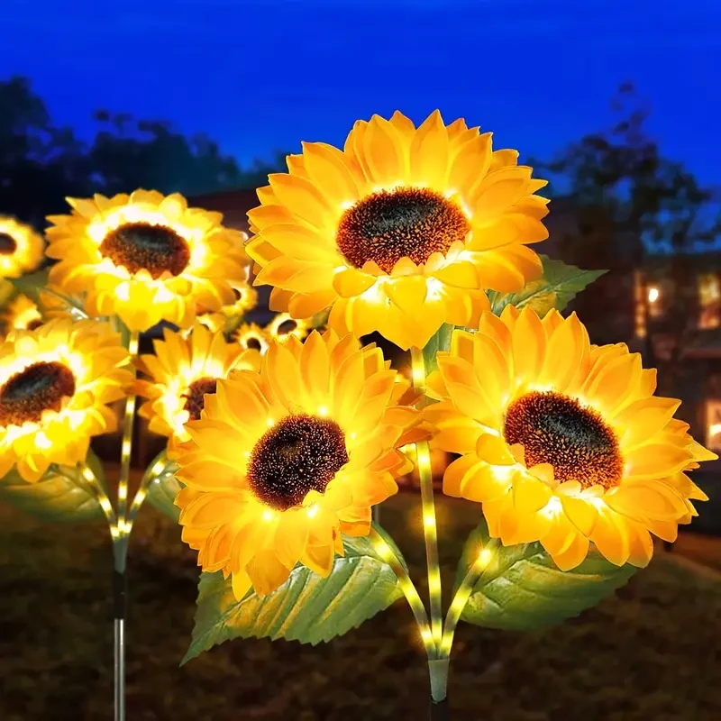 3-Pack Solar Sunflowers Stake Lights – Vibrant LED Artificial Flowers