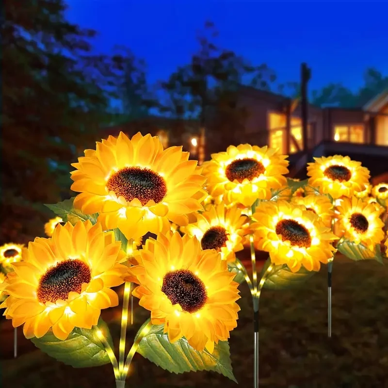 3-Pack Solar Sunflowers Stake Lights – Vibrant LED Artificial Flowers