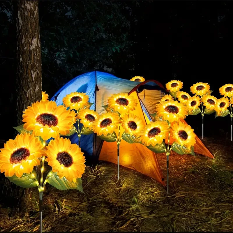 3-Pack Solar Sunflowers Stake Lights – Vibrant LED Artificial Flowers