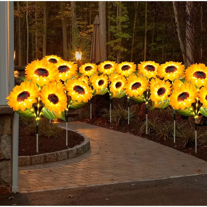 3-Pack Solar Sunflowers Stake Lights – Vibrant LED Artificial Flowers