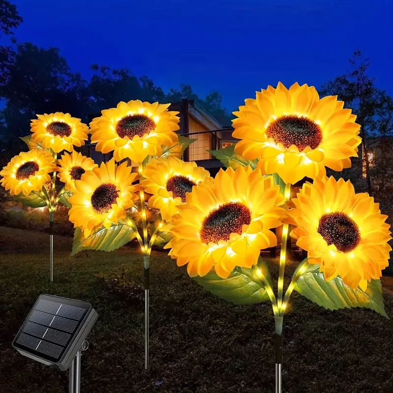 3-Pack Solar Sunflowers Stake Lights – Vibrant LED Artificial Flowers