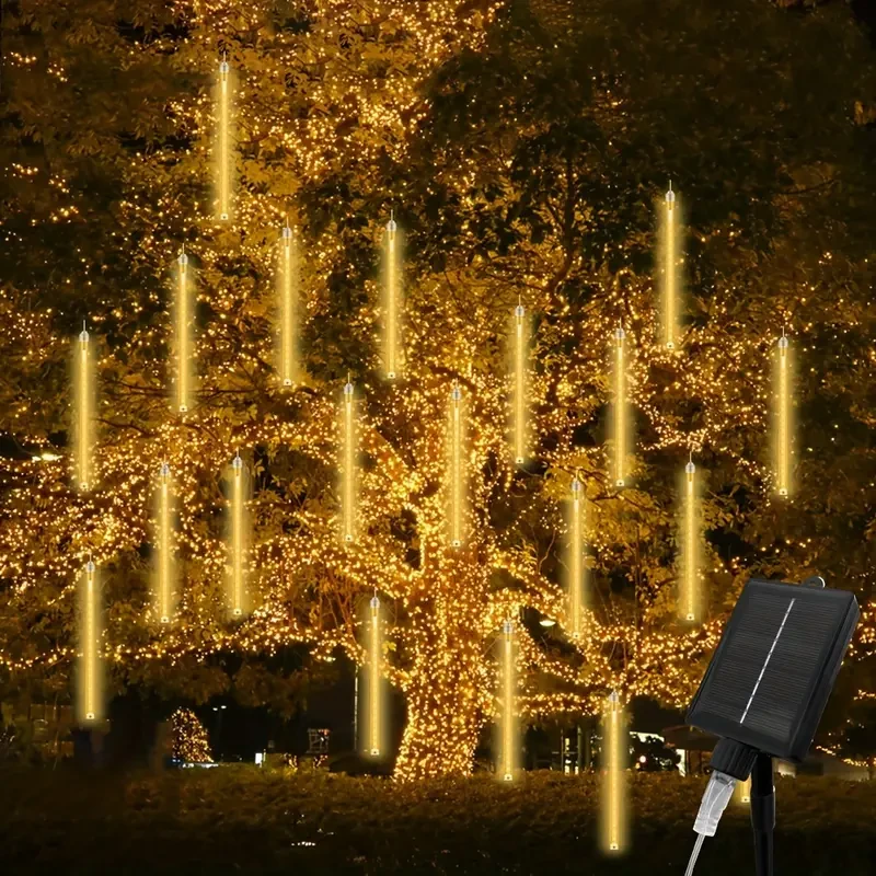 8 Strands 192 LED Solar Shooting Star Lights – Waterproof & Festive