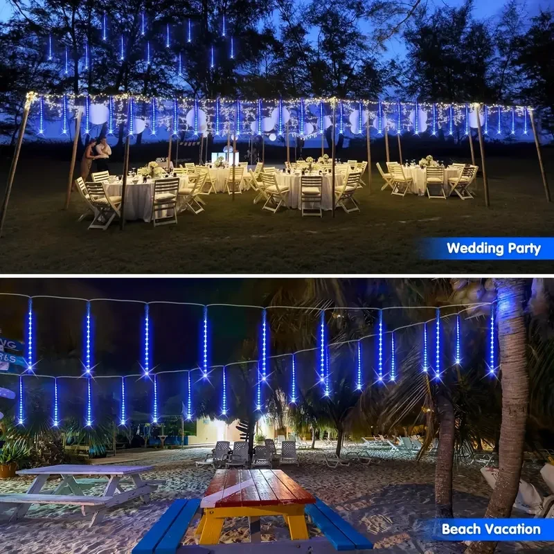 8 Strands 192 LED Solar Shooting Star Lights – Waterproof & Festive