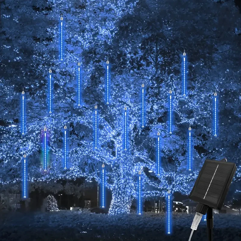 8 Strands 192 LED Solar Shooting Star Lights – Waterproof & Festive