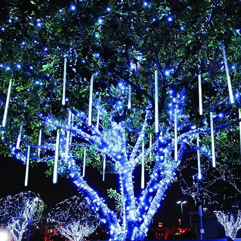 8 Strands 192 LED Solar Shooting Star Lights – Waterproof & Festive