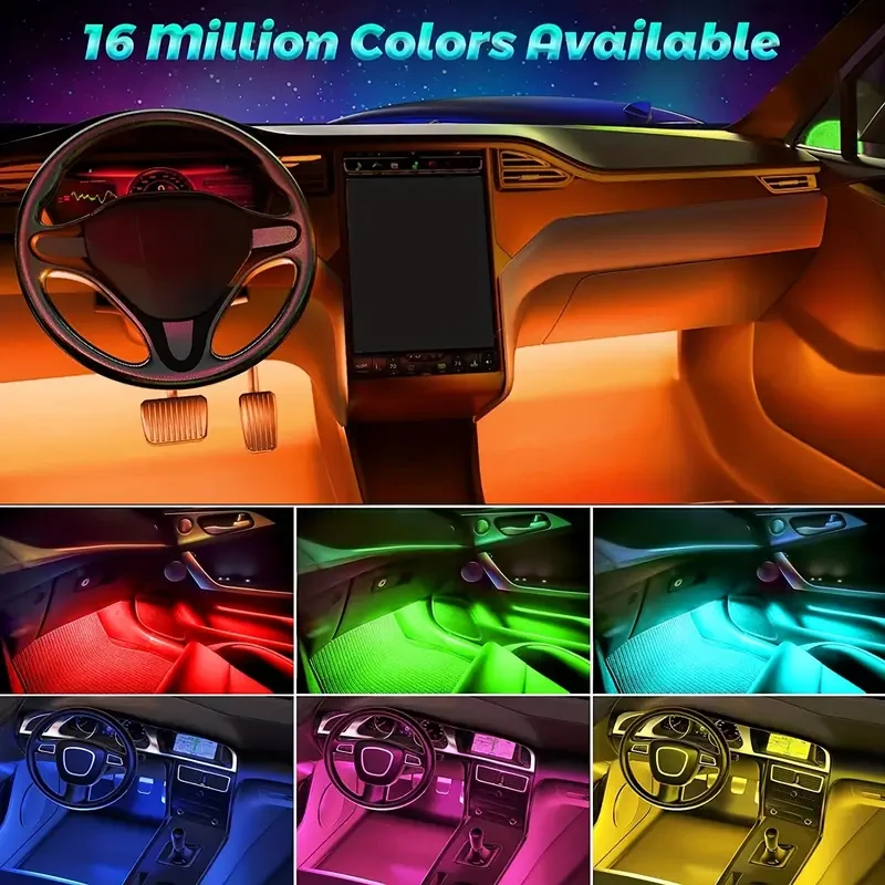 4PCS 48-LED Music Car Strip Light Kit – Sound Active & Wireless Remote
