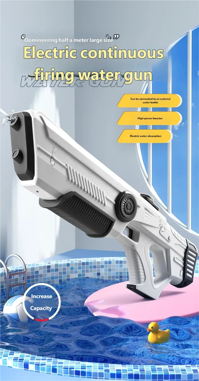 Summer Full Automatic Electric Water Gun Toy Induction Water Absorbing High-Tech Burst Water Gun Beach Outdoor Water Fight Toys