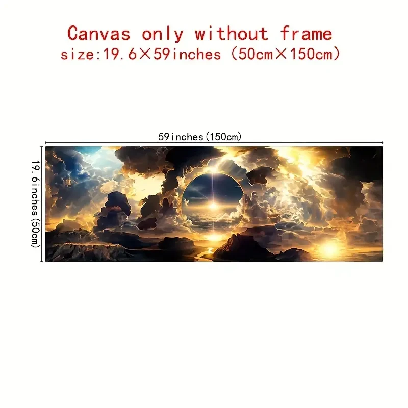 Breathtaking Sky Canvas Poster – Oil Painting of Clouds, Mountains & Rivers