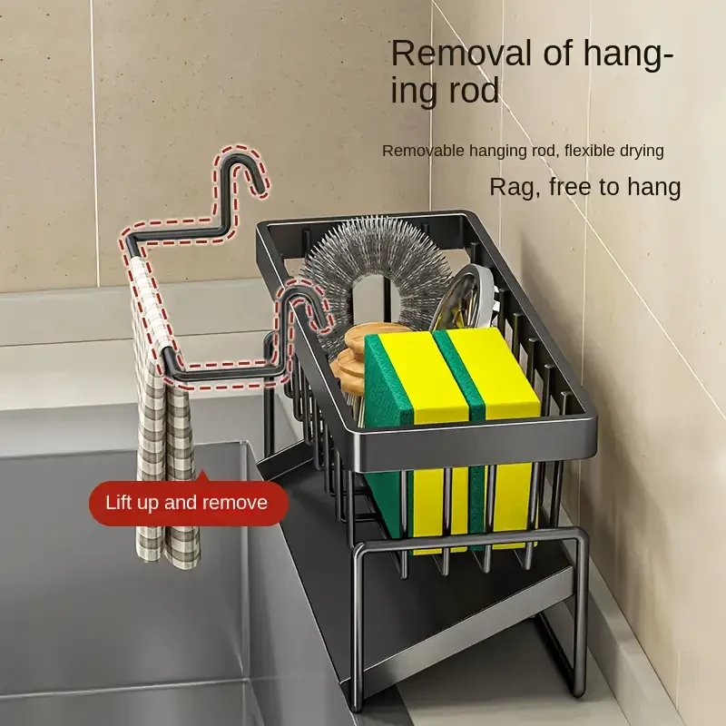 Stainless Steel Kitchen Sink Organizer with Dishcloth Holder