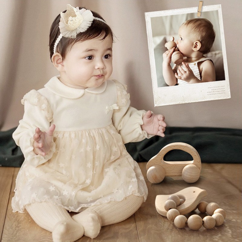 Wooden Rattle Bed Bell Parent-child Interactive Children's Toy
