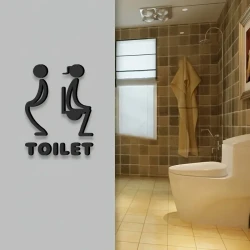 3D Acrylic Unisex Bathroom Door Sign – Stylish Black Design